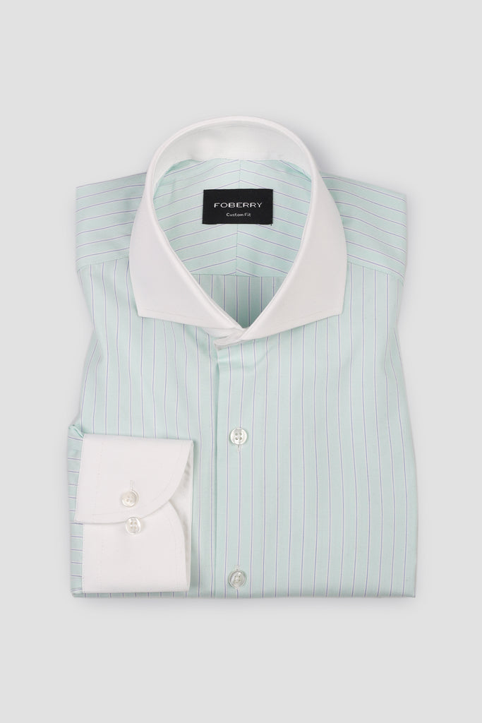 Blue on Green Hairline Stripes Shirt