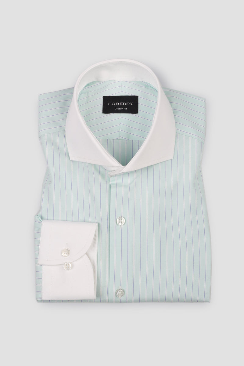 Blue on Green Hairline Stripes Shirt
