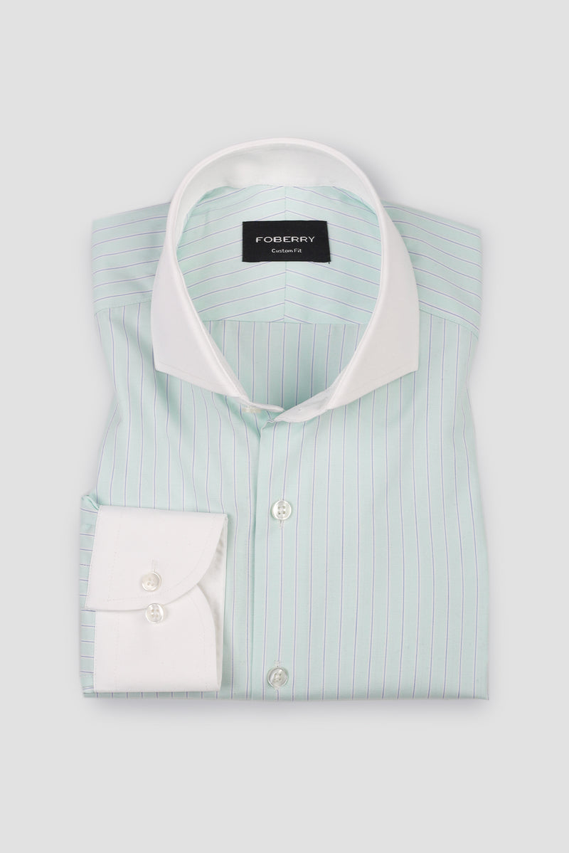 Blue on Green Hairline Stripes Shirt