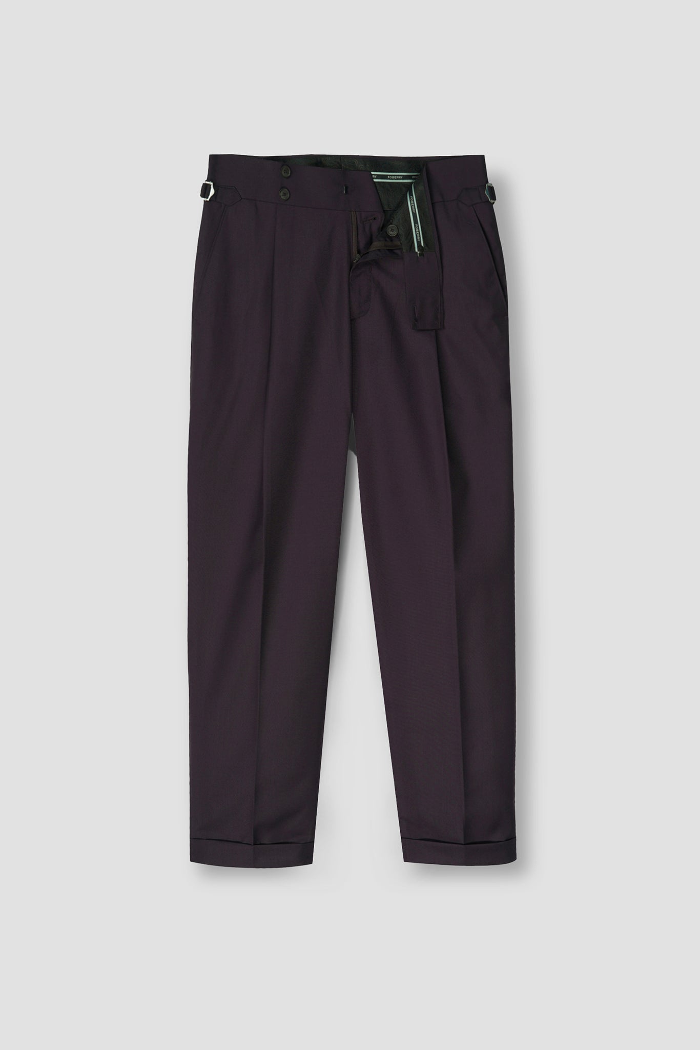Dark Plum Tropical Wool Blended Dress Pant