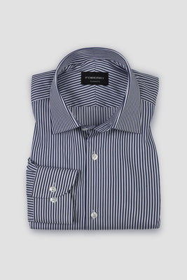 Soft Navy Blue Candy Stripes Shirt - Easy Care