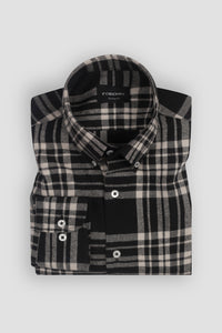 Black & Off White Madras Winter Flannel Shirt