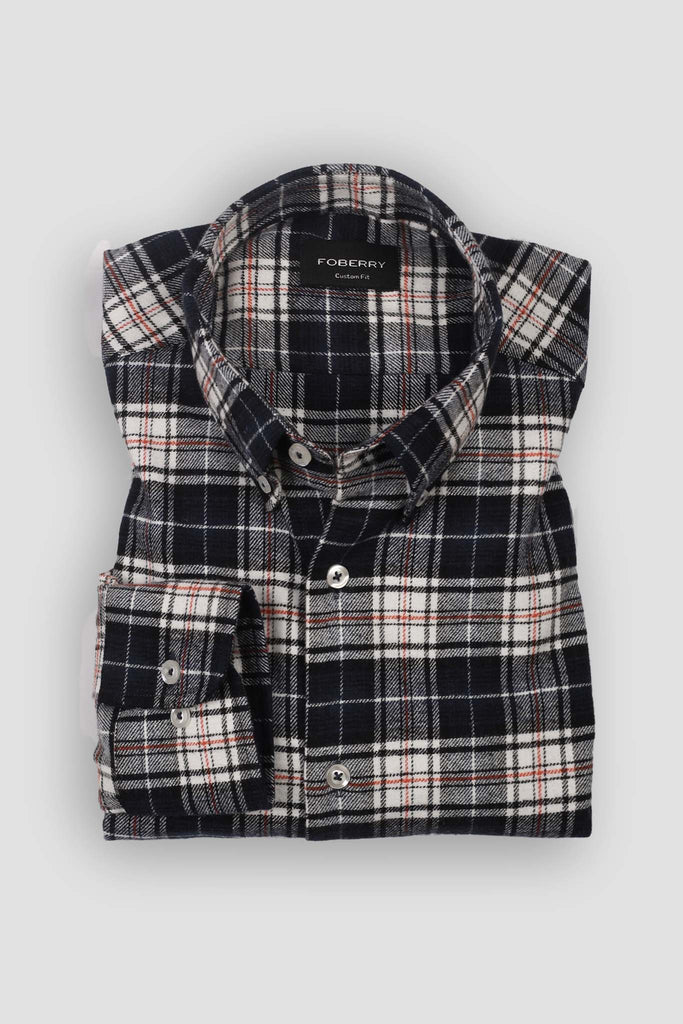 Black Blue Madras Winter Flannel Shirt