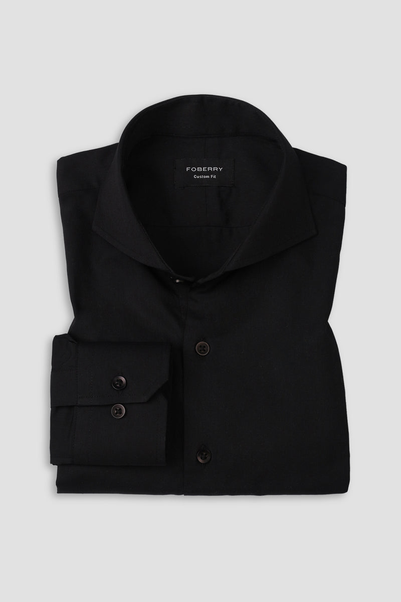 Jet Black Performance Stretch Shirt - Foberry Pakistan