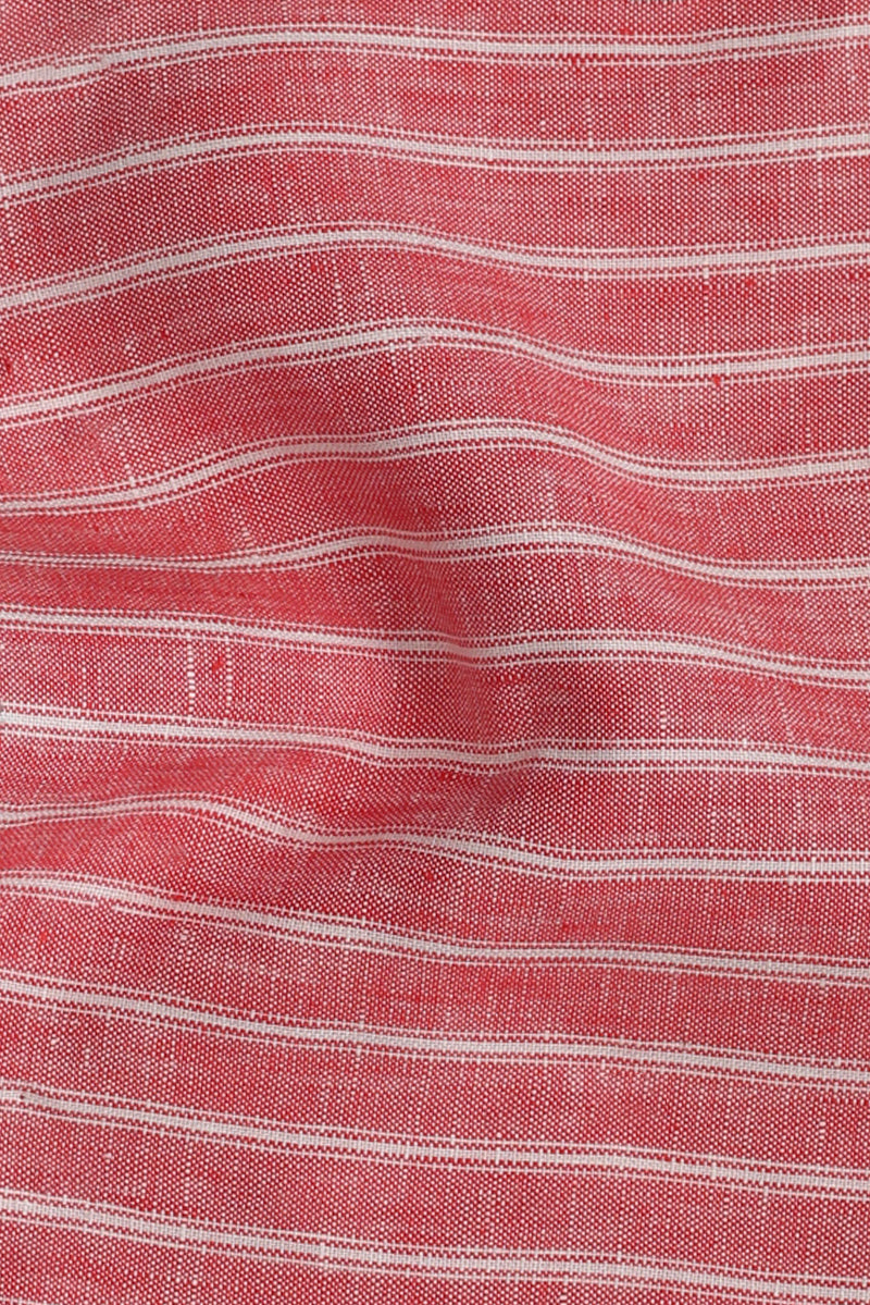 Faded Red Striped Fine Italian Linen
