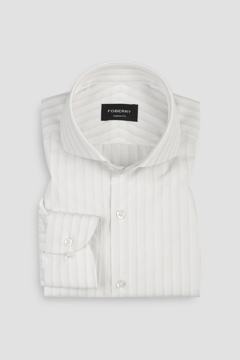 Soft Lilac Structured Barcode Striped Shirt