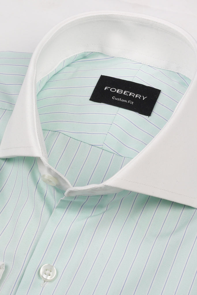 Blue on Green Hairline Stripes Shirt