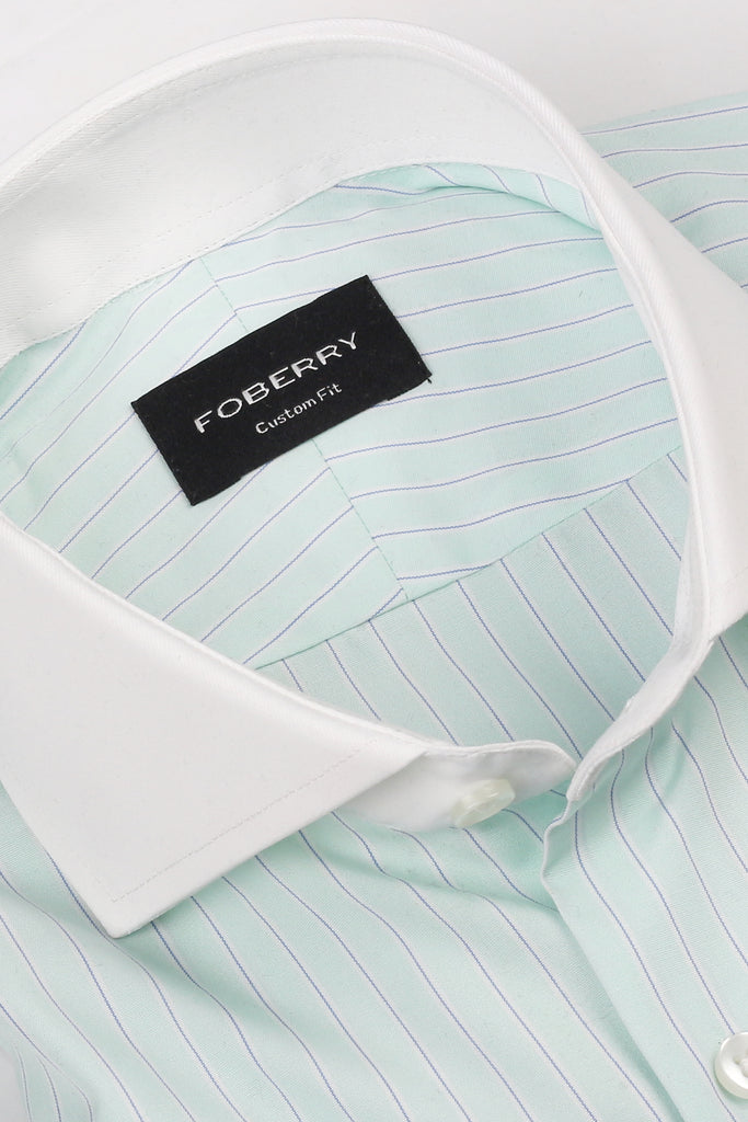 Blue on Green Hairline Stripes Shirt