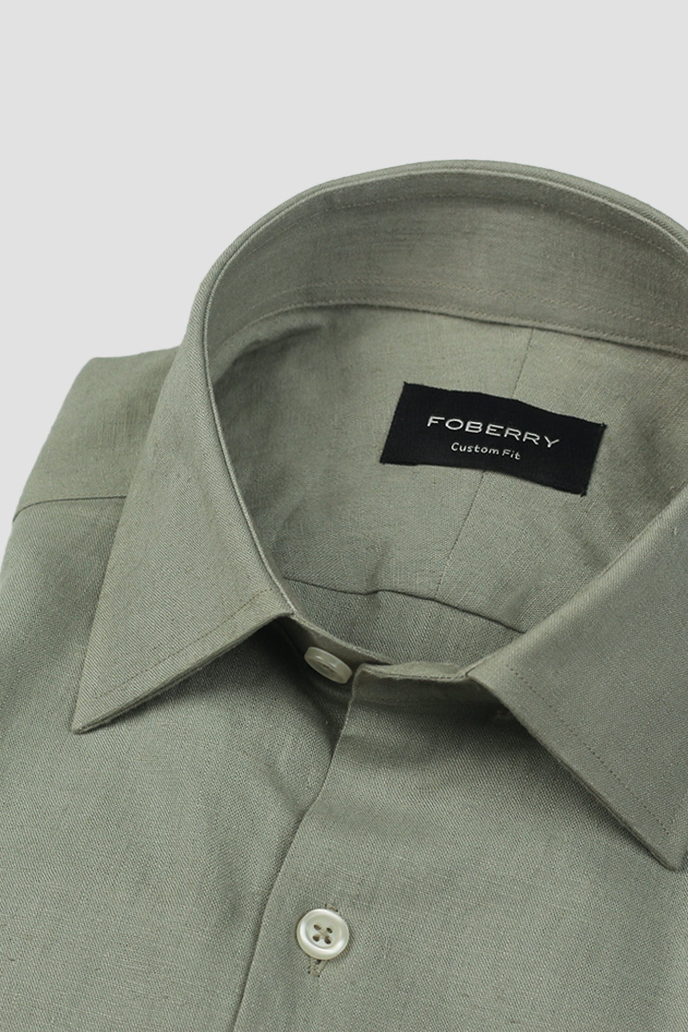 Light Seawood Green Irish Linen Shirt