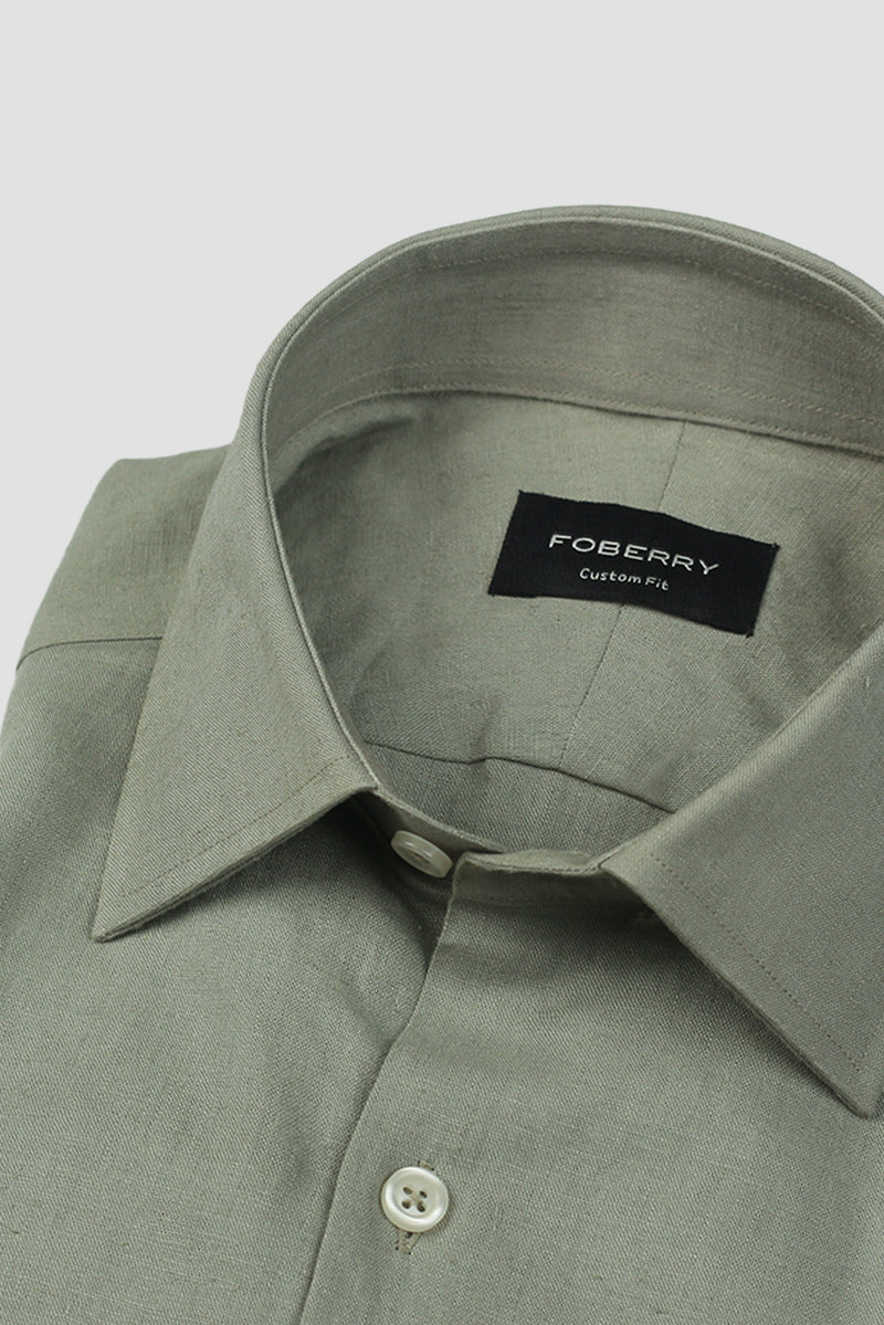 Light Seawood Green Irish Linen Shirt