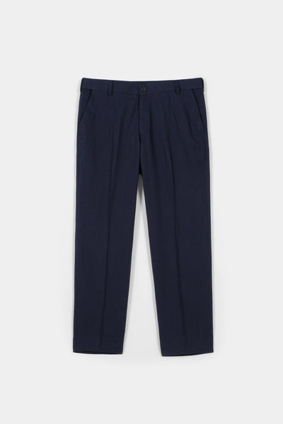 Navy Blue Flannel Ravon Trousers