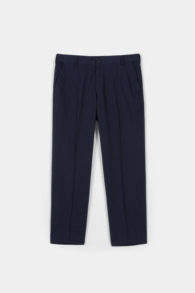 Navy Blue Flannel Ravon Trousers
