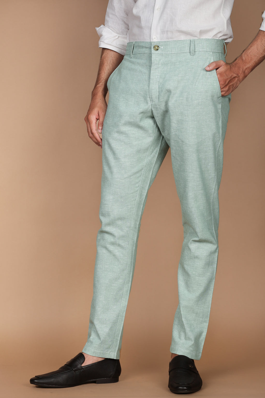 Pastel Green Linen Trouser - Foberry Pakistan