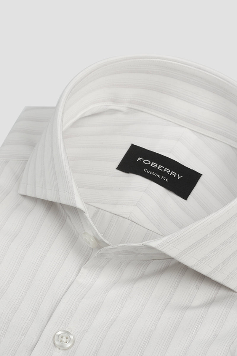 Soft Lilac Structured Barcode Striped Shirt