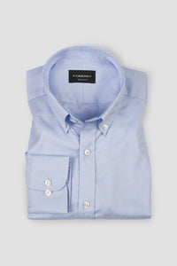 Soft Sky Blue Houndstooth Shirt - Easy Care