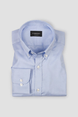 Soft Sky Blue Houndstooth Shirt - Easy Care