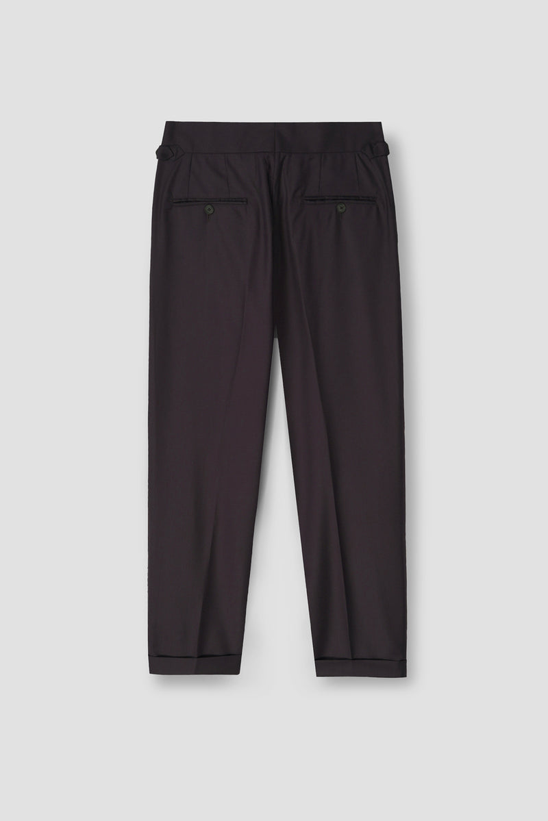 Dark Plum Tropical Wool Blended Dress Pant