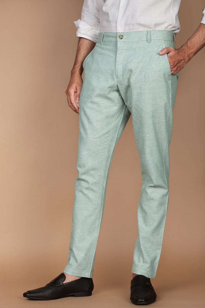 Pastel Green Linen Trouser - Foberry Pakistan