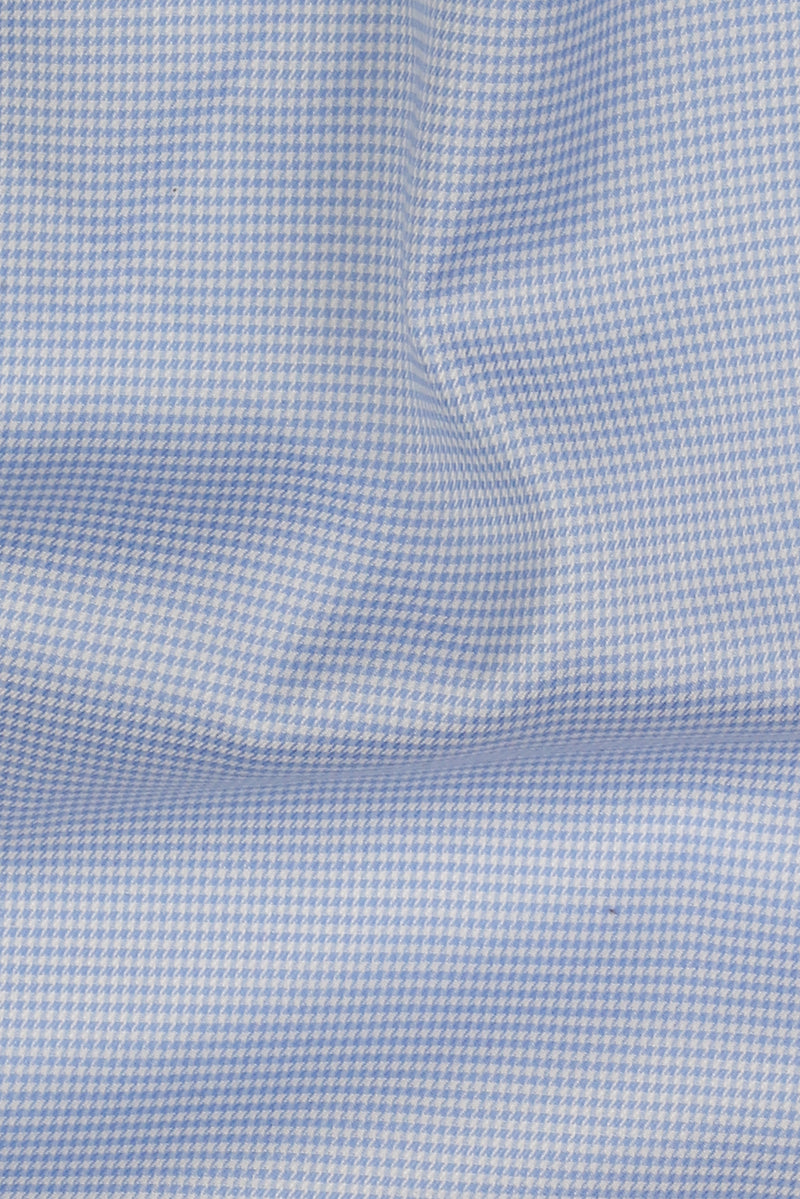 Soft Sky Blue Houndstooth Shirt - Easy Care