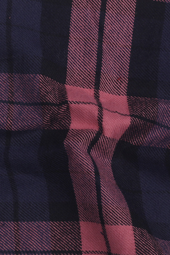 Soft Salmon Blue Tartan Winter Flannel Shirt