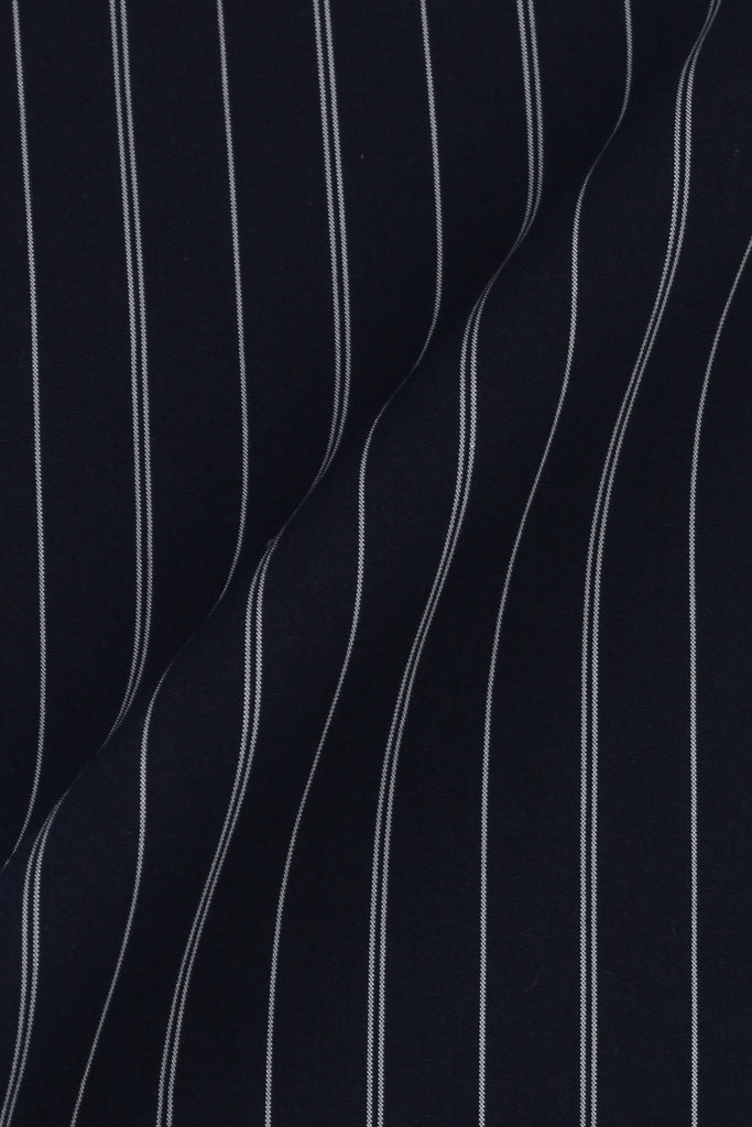 Soft Navy Blue Hairline Stripes Shirt