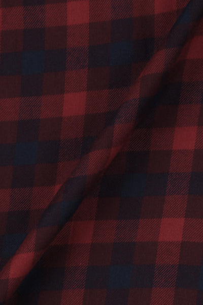 Soft Maroon & Blue Buffalo Check Winter Flannel