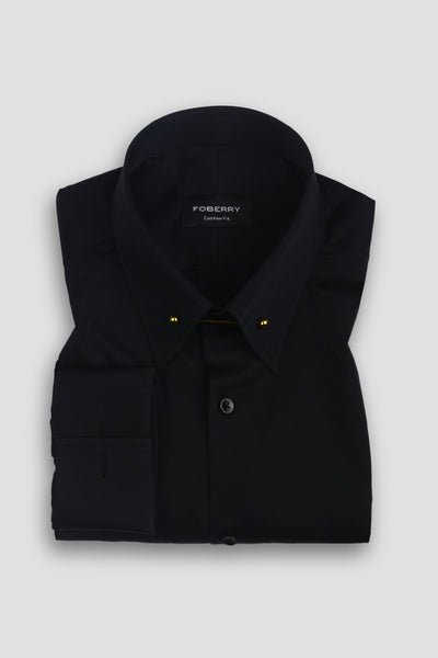 Black Egyptian Pin Collar Shirt - Gold Pin