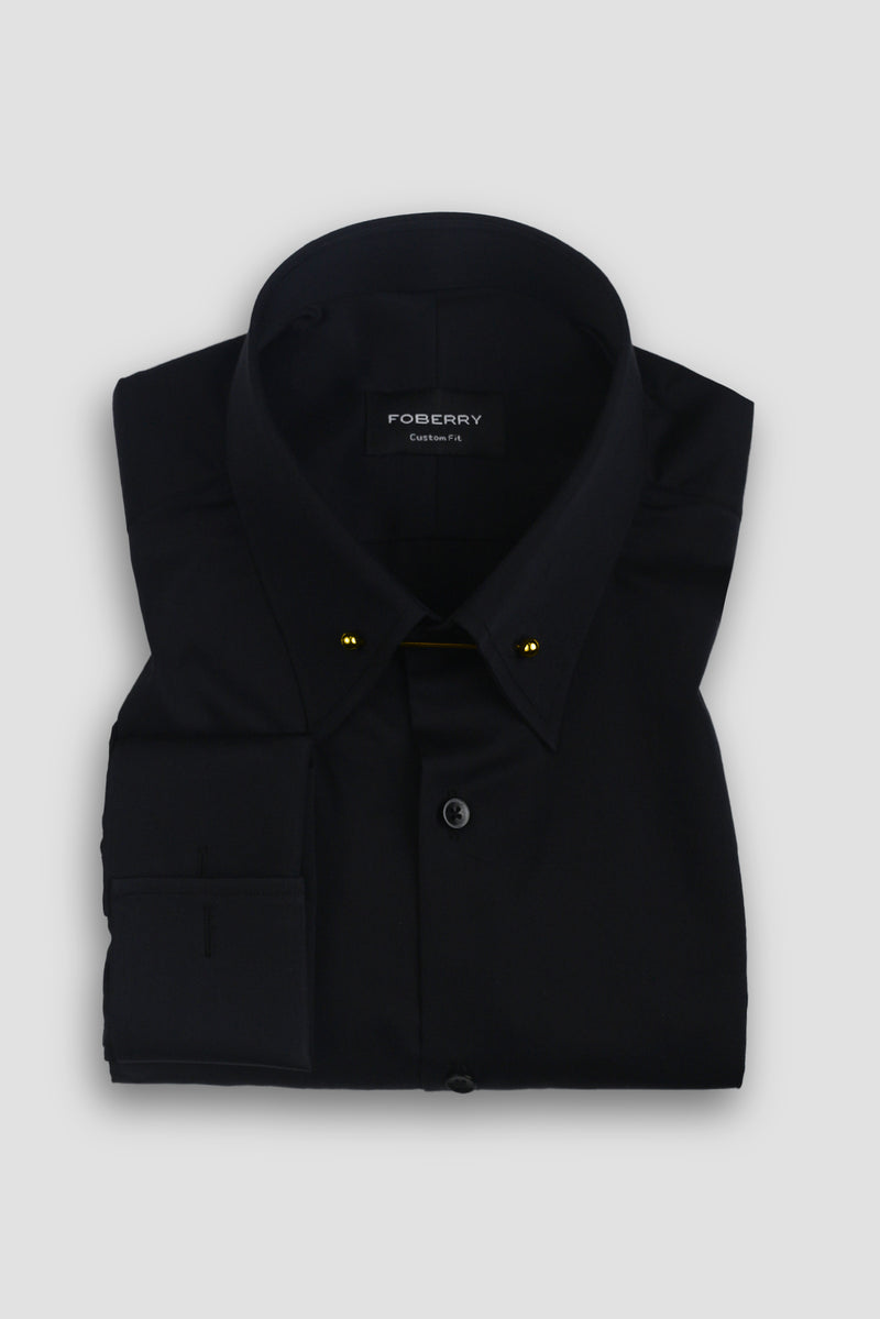 Black Egyptian Pin Collar Shirt - Gold Pin