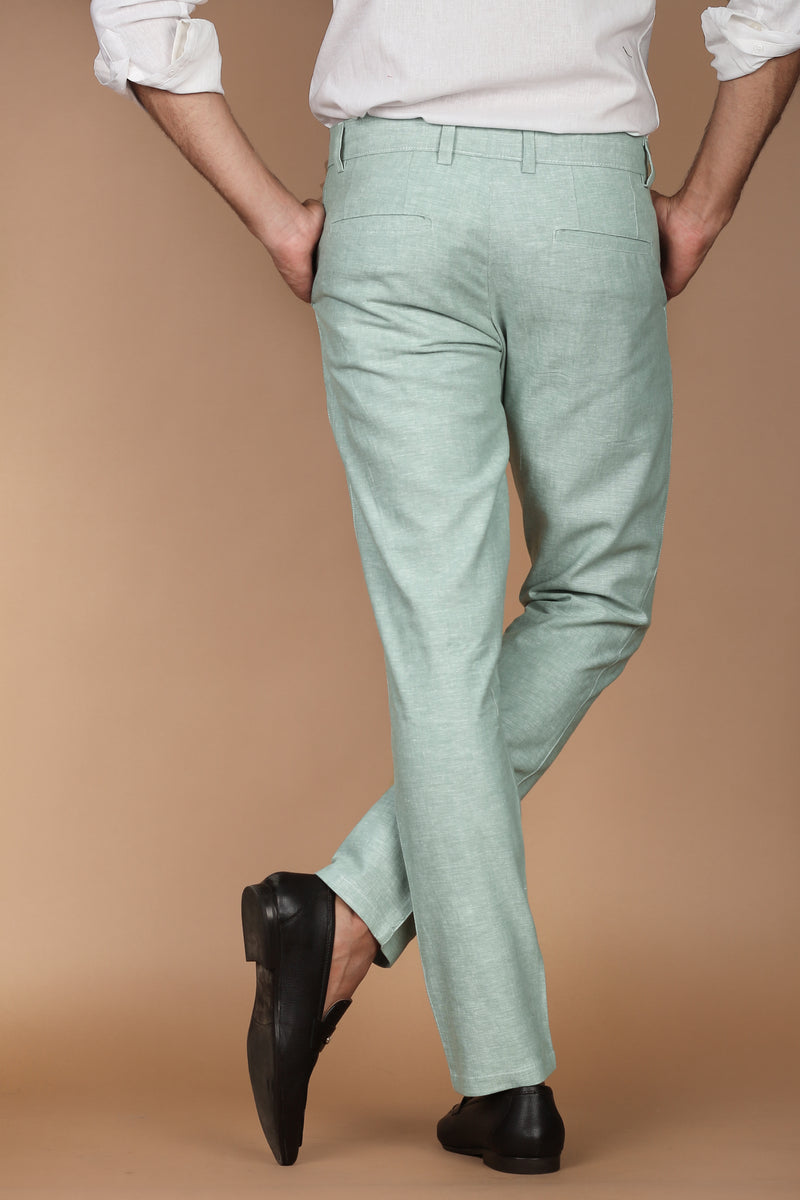 Pastel Green Linen Trouser - Foberry Pakistan