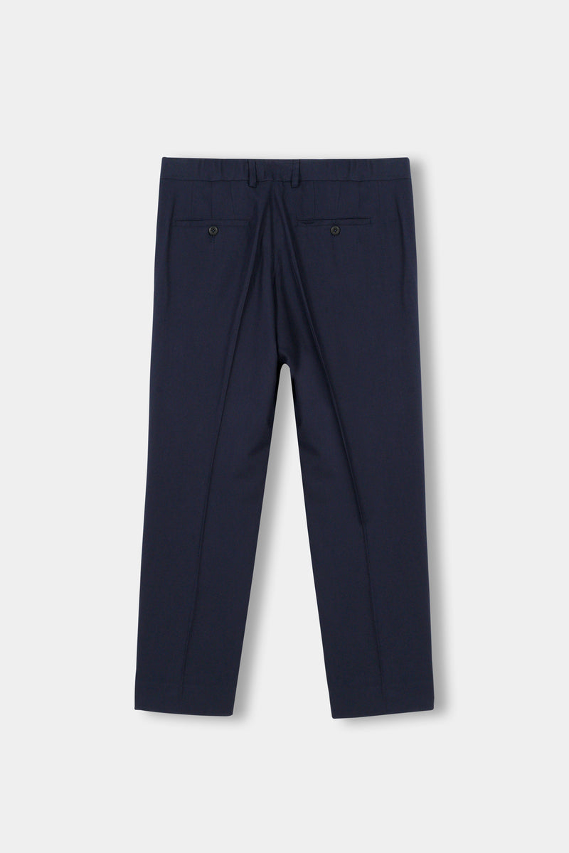 Navy Blue Flannel Ravon Trousers