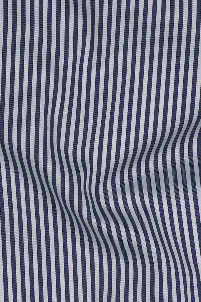 Soft Navy Blue Candy Stripes Shirt - Easy Care
