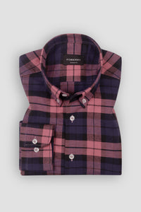 Soft Salmon Blue Tartan Winter Flannel Shirt