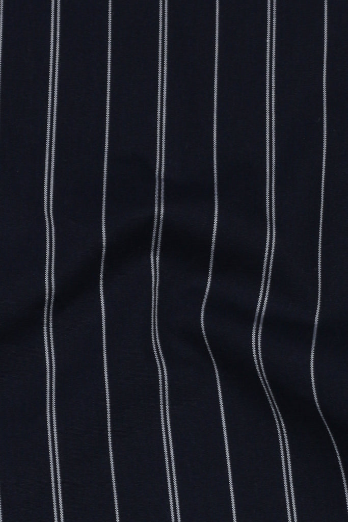 Soft Navy Blue Hairline Stripes Shirt