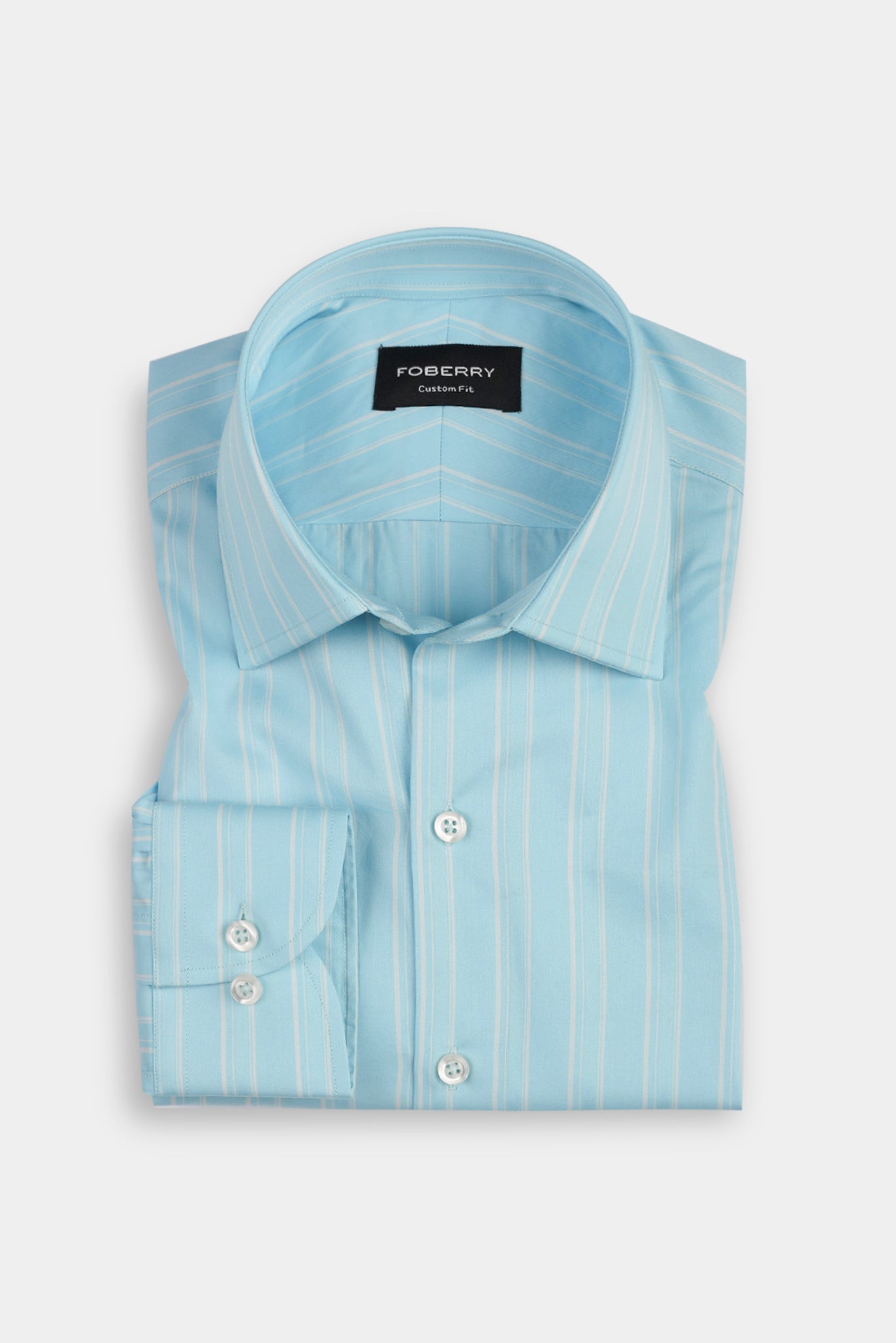 Aqua Blue Parallel Striped Shirt