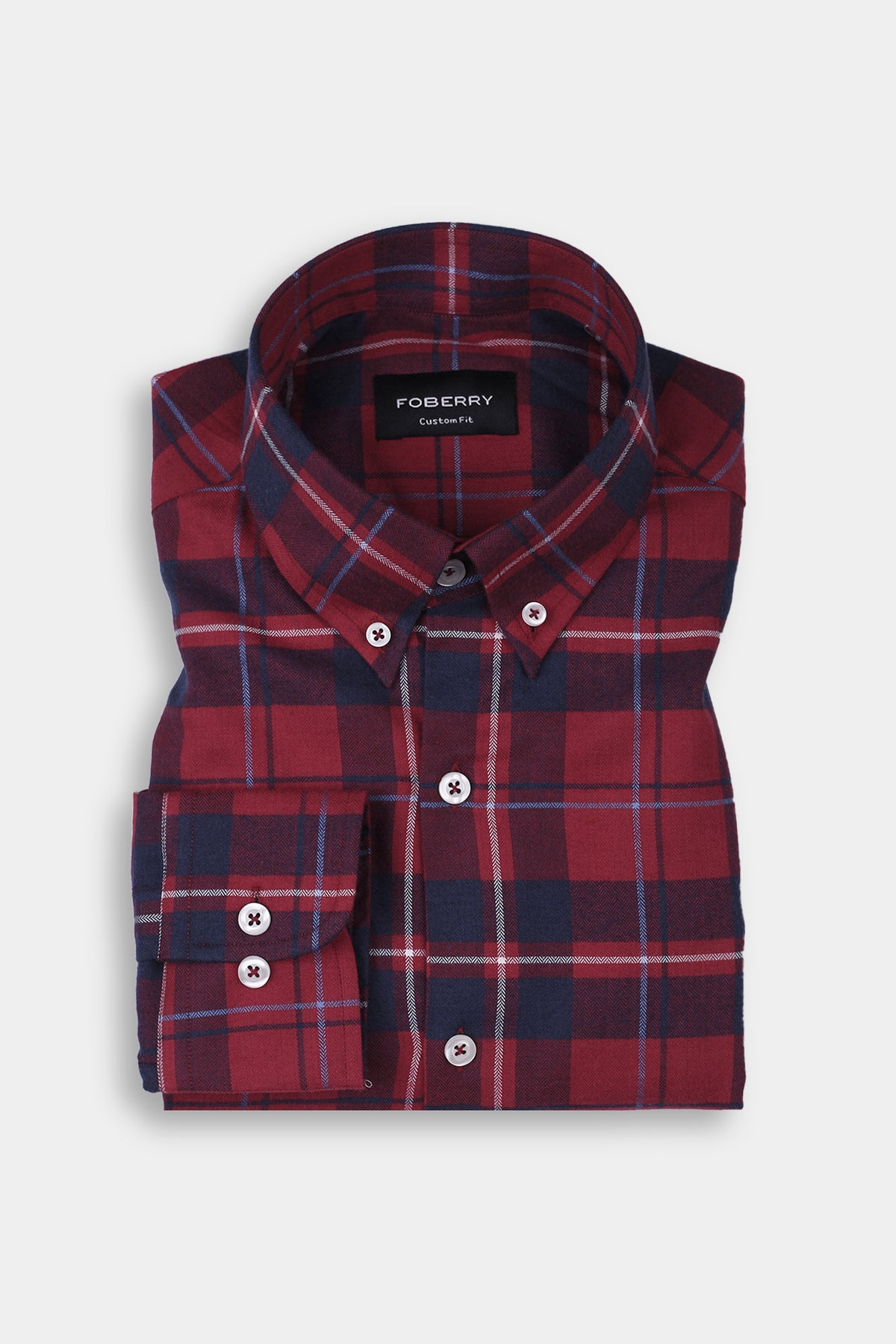 Multi Red Herringbone Tartan Winter Flannel Shirt