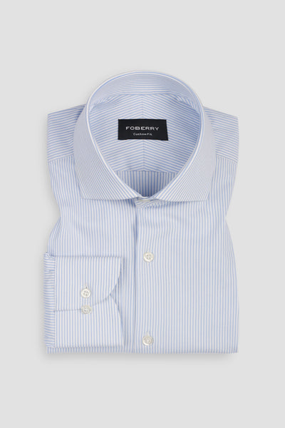 Sky Blue Pencil Striped Shirt