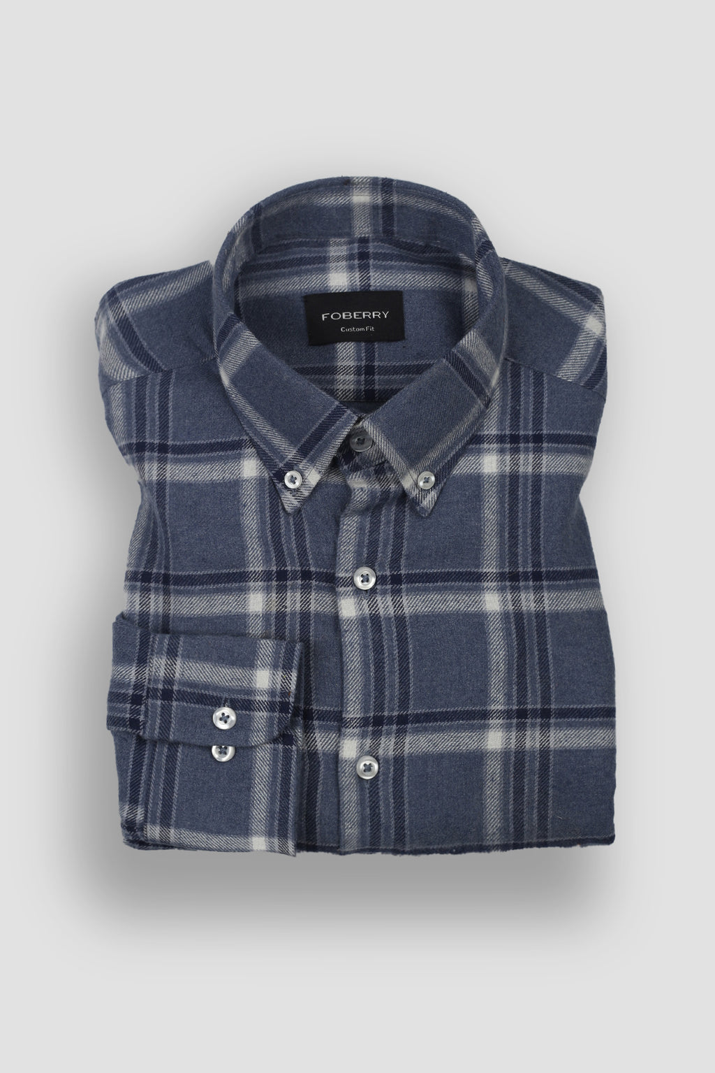 Ocean Blue Tartan Winter Flannel Shirt