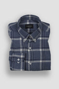Ocean Blue Tartan Winter Flannel Shirt