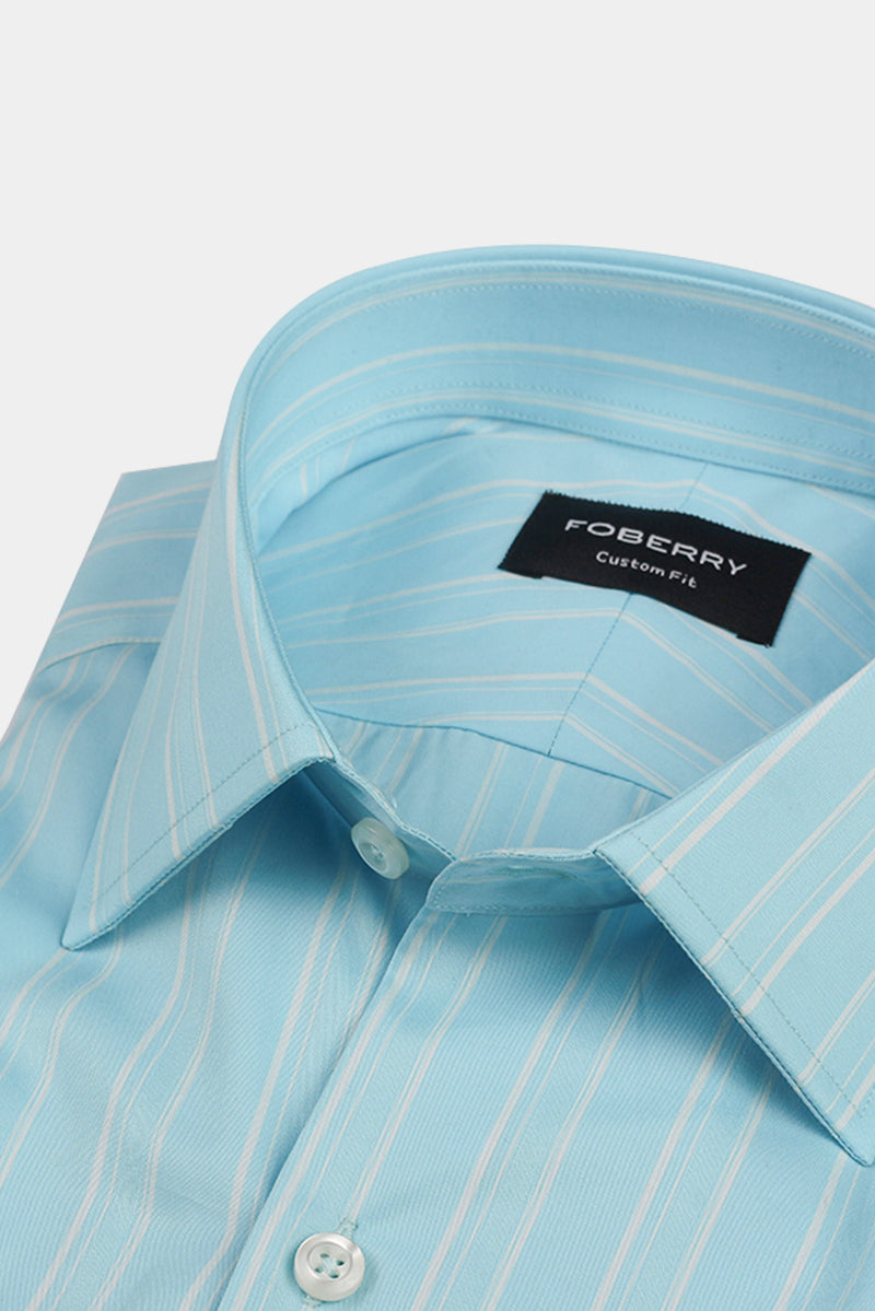 Aqua Blue Parallel Striped Shirt