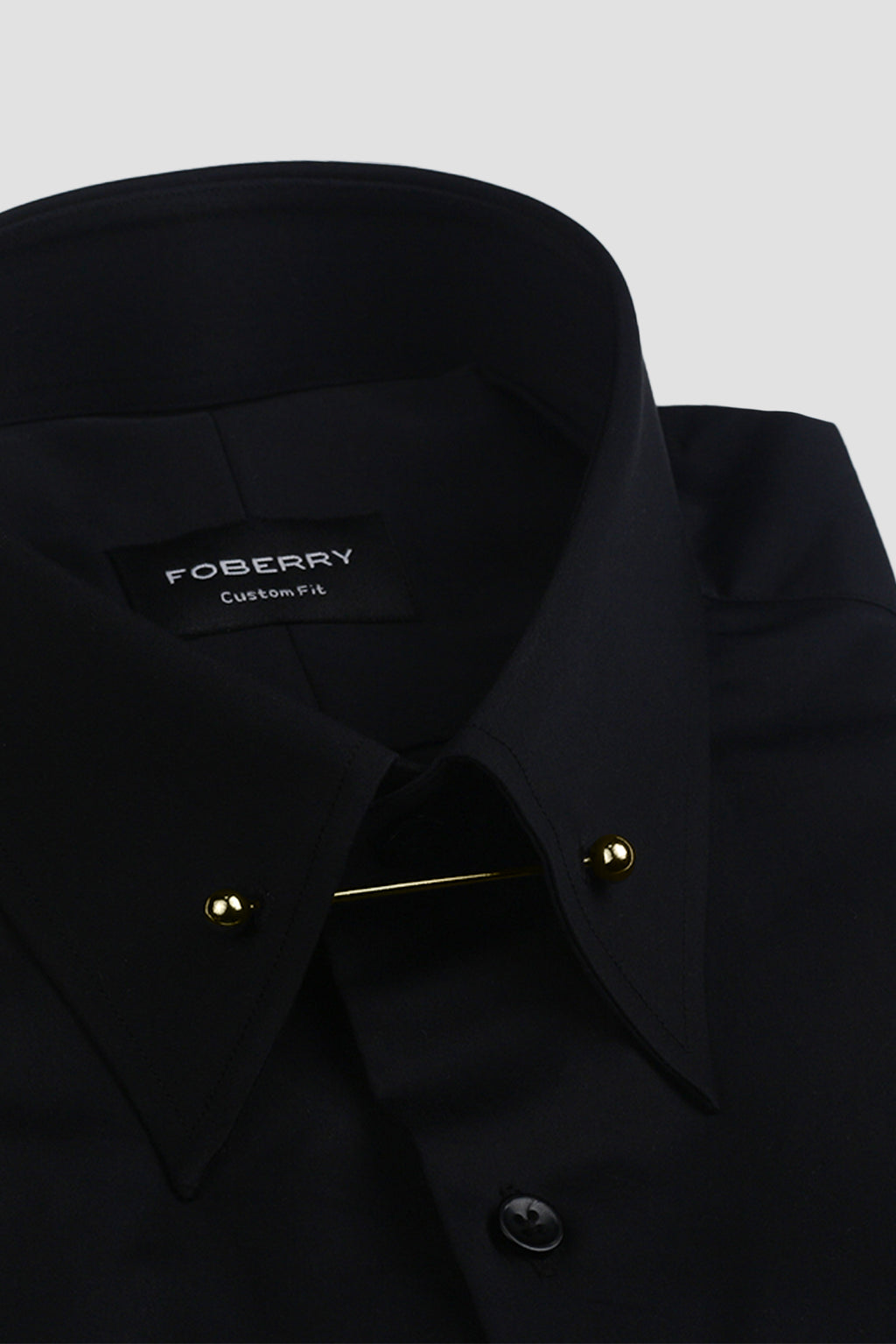 Black Egyptian Pin Collar Shirt - Gold Pin