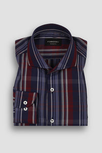 Blue & Red Barcode Stripes Shirt