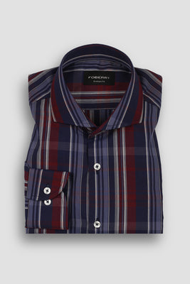 Blue & Red Barcode Stripes Shirt