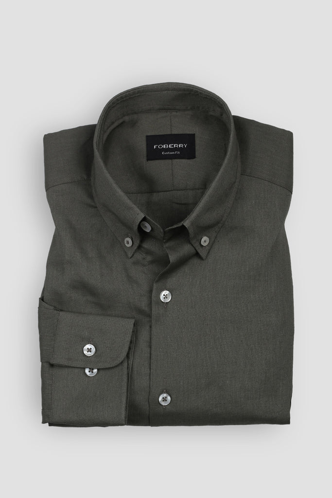 Silky Green Stretchable Linen Shirt