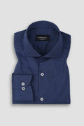 Soft Cobalt Blue Irish Linen Shirt