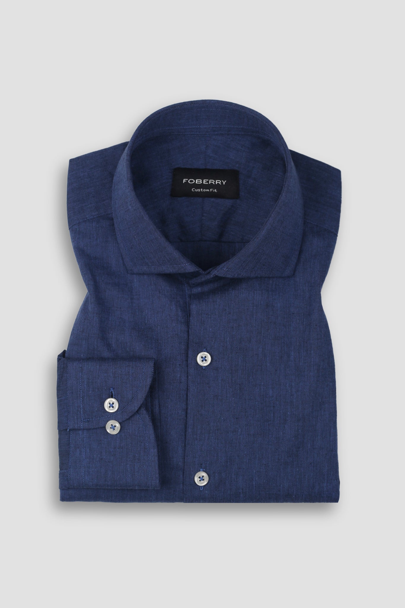 Soft Cobalt Blue Irish Linen Shirt