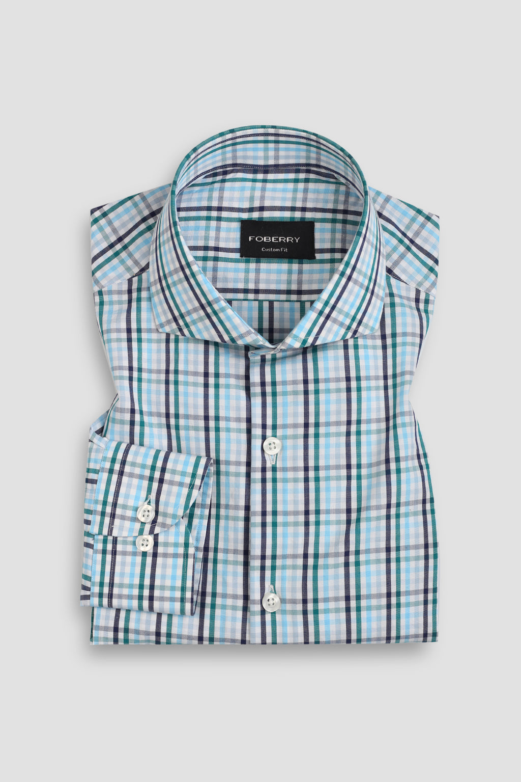 Soft Blue Green Gingham Shirt
