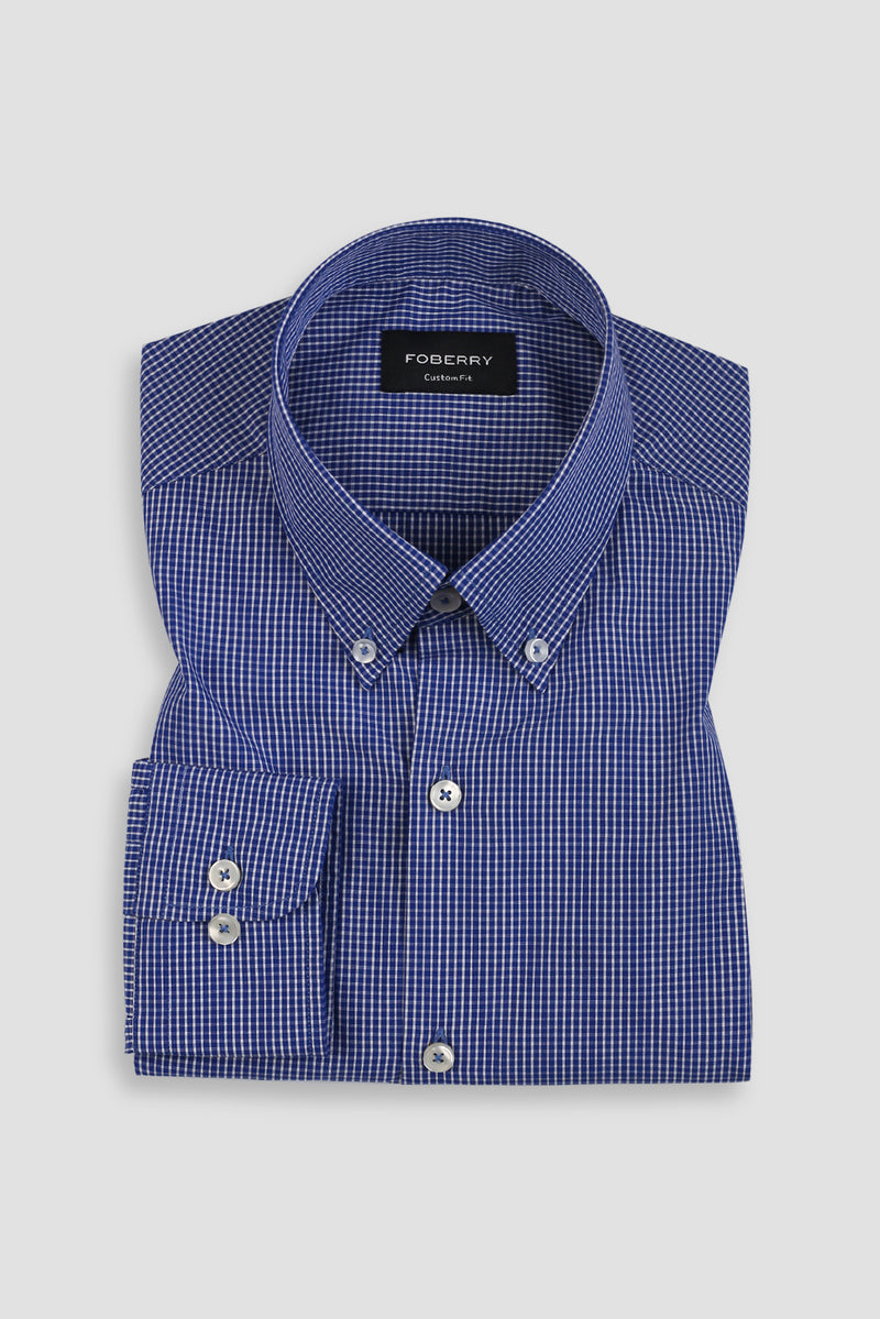 Blue & White Mini Grid Shirt
