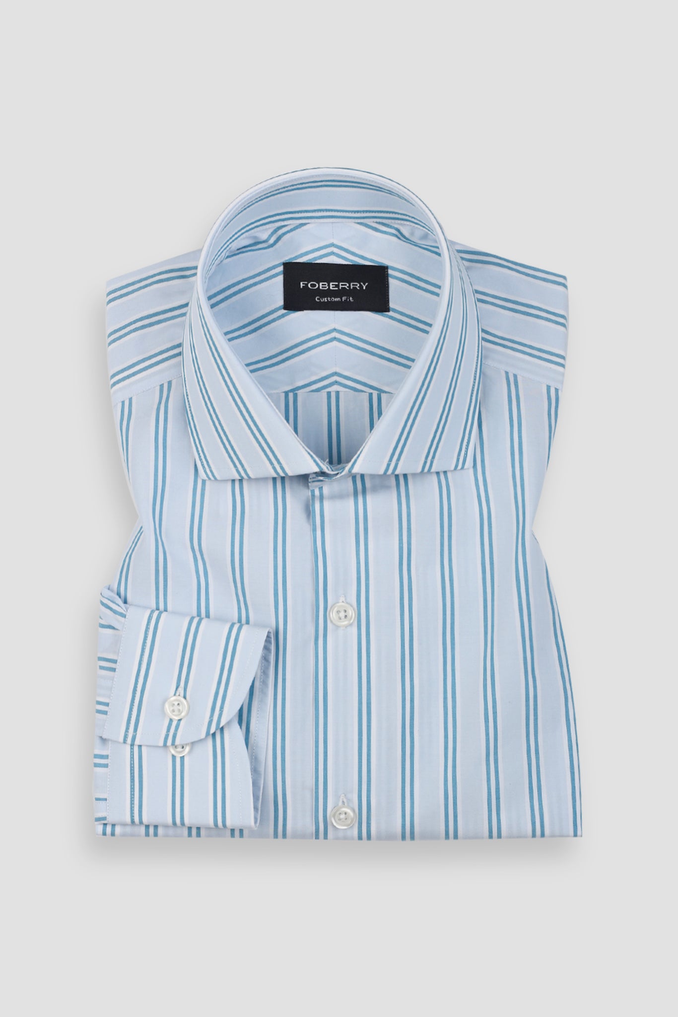 Soft Teal Green Dual Striped Shirt