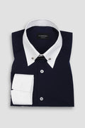 Dark Indigo Egyptian Poplin Pin Collar Shirt