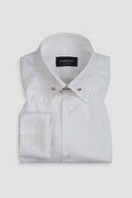 White Twill Pin Collar Shirt - Gold Pin